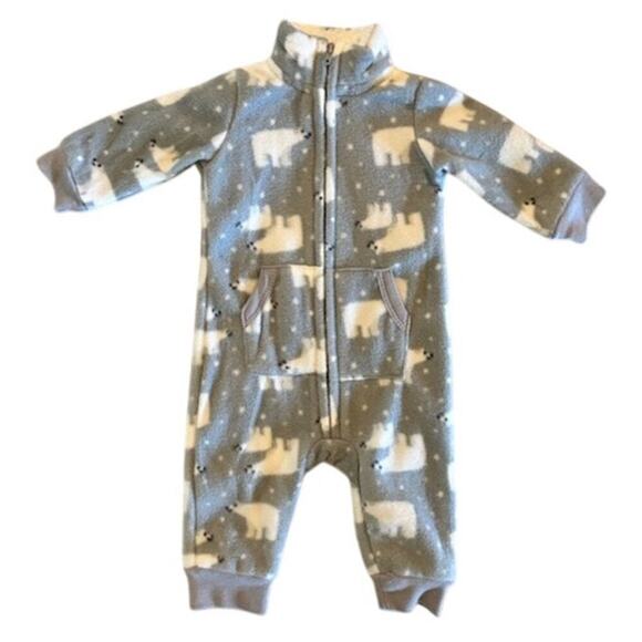 Infant 0–3M  Sleepers + Bear-Ear Knit Hat Gerber, Emily & Oliver, Rugged Bear - Picture 4 of 9